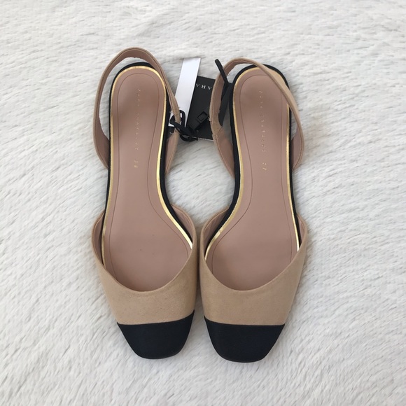 Zara Shoes - Zara Grosgrain Ribbon Cap Toe Slingbacks